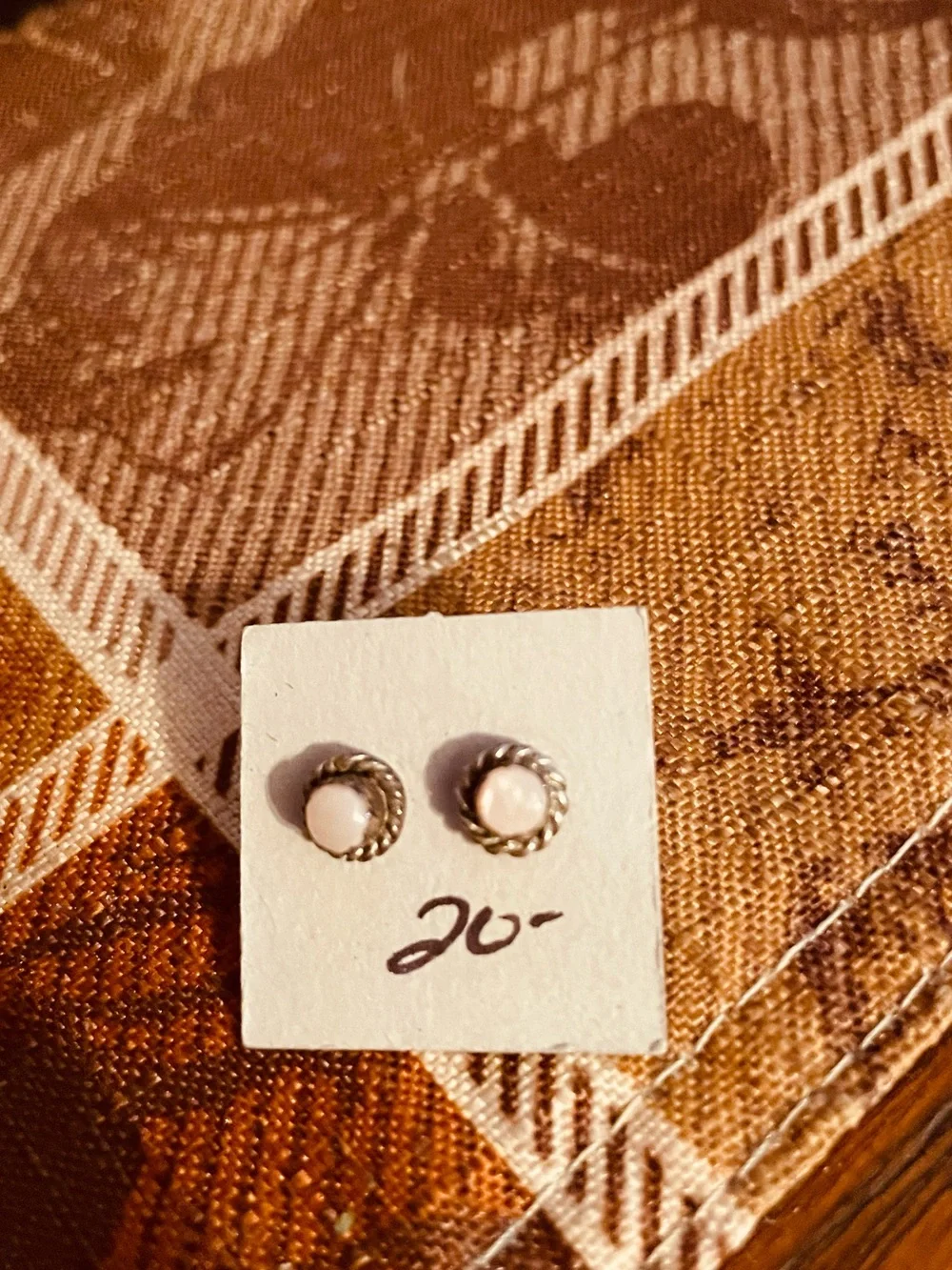 Twisted Rope-Edge White Stone Stud Earrings